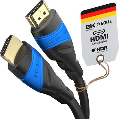 HDMI Cable 8K / 4K – 0.5ft – with A.I.S Shielding – Designed in Germany (supports all HDMI devices like PS5, Xbox, Switch – 8K@60Hz, 4K@120Hz, High Speed HDMI cord with Ethernet, black) by CableDirect in Saudi Arabia