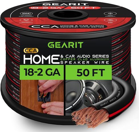 سلك مكبر صوت بقياس 18AWG، كابل سلك مكبر صوت بقياس 18 AWG من سلسلة GearIT Pro (100 قدم / 30.48 مترًا) استخدام رائع لمكبرات صوت المسرح المنزلي ومكبرات صوت السيارة، أسود in Kuwait