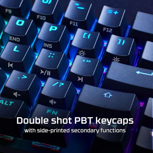 HyperX Alloy Origins 65 - لوحة مفاتيح ميكانيكية للألعاب - عامل شكل مدمج بنسبة 65% - مفتاح Aqua باللمس - أغطية مفاتيح PBT مزدوجة اللقطة - إضاءة خلفية RGB LED - متوافق مع برامج NGENUITY (متجدد) in Kuwait