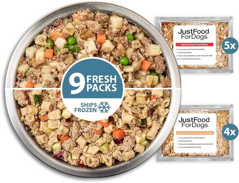 JustFoodForDogs Frozen Fresh Dog Food Topper, Variety Pack, Beef & Turkey Recipes, 5.5 oz (Pack of 18) in Kuwait