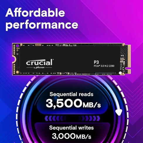 Crucial P3 1TB PCIe Gen3 3D NAND NVMe M.2 SSD, up to 3500MB/s - CT1000P3SSD8 in Kuwait