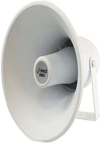 مكبر صوت PA Horn داخلي خارجي - 9.4 بوصة 30 واط مكبر صوت عالي الصوت مع تردد 400 هرتز - 10 كيلو هرتز، 8 أوم، محول 70 فولت، دعامة تثبيت - نظام صوت 70 فولت - PyleHome PHSP30TA (أبيض) in Saudi Arabia