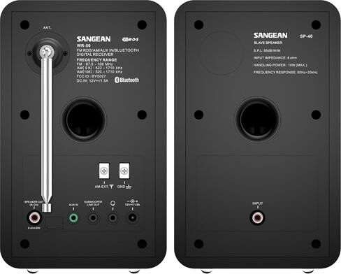 Sangean WR-50P AM/FM Bluetooth Wood Cabinet Tabletop Stereo Digital Receiver, Black in Kuwait