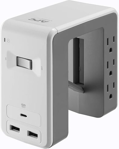 APC Desk Mount Power Station PE6U4, U-Shaped Surge Protector with USB Ports (4), Desk Clamp, 6 Outlet, 1080 Joules Black in Kuwait