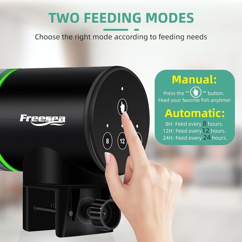 FREESEA Aquarium Automatic Fish Feeder: Vacation Timer Feeder for Fish Tank Electric Adjustable Auto Fish Food Dispenser 0.05 Gal & Two Fixed Methods in Saudi Arabia