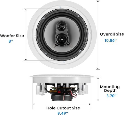 Acoustic Audio CSic83 in Ceiling 8" Speaker Pair 3 Way Home Theater Speakers in Kuwait