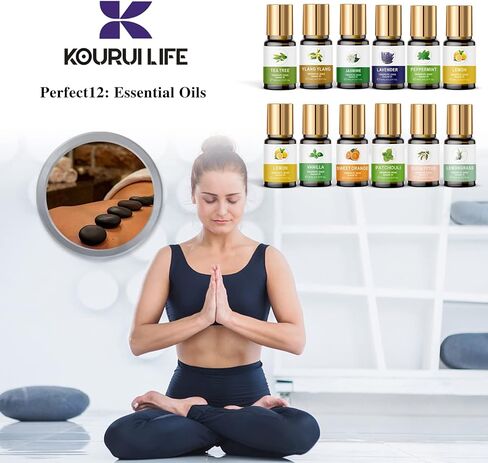 مجموعة من 8 زيوت عطرية (80 مل)، زيت عطري عضوي 100%، لافندر، يلانج يلانغ، شجرة الشاي، زيت الاوكالبتوس، زيوت عطرية لموزع الروائح للمنزل وصنع الشموع وأجهزة ترطيب الهواء (8) in Kuwait