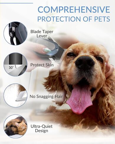 Dog Clippers for Grooming with 12V High Power Plug-in for Thick Heavy Coats Quiet, Pet Electric Professional Hair Grooming Clippers kit with 10 Metal Guard Combs Brush for Dogs Cats Animals Gold in Saudi Arabia
