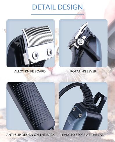 Dog Clippers for Grooming with 12V High Power Plug-in for Thick Heavy Coats Quiet, Pet Electric Professional Hair Grooming Clippers kit with 10 Metal Guard Combs Brush for Dogs Cats Animals Gold in Saudi Arabia