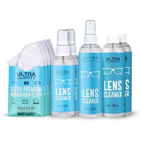 Ultra Clarity Eyeglass Lens Cleaning Travel Kit, 1 oz Spray, 1 Microfiber Cloth, & 1 Travel Pouch, Glasses, Phone & Electronic Screens, Ideal Even on Coated Surfaces, Safe Professional Grade Formula