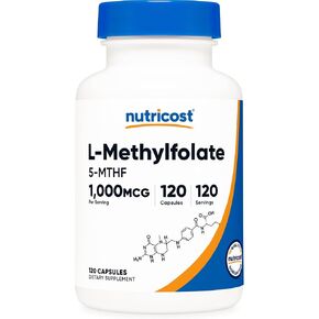 Nutricost Methyl Folate 1000mcg, 120 Vegetarian Capsules - Gluten Free, Non-GMO