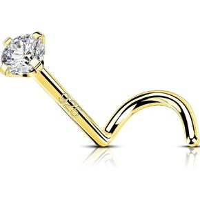 OUFER 925 Sterling Silver Nose Stud, Bone L Screw Shaped Nose Rings, 20G Nostril Solid 2mm Round CZ Nose Piercing Jewelry for Women Men in Saudi Arabia