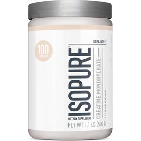 Isopure Unflavored Creatine Monohydrate Powder, Zero Added Ingredients, No Calories, 5g Creatine Monohydrate per scoop, 100 Servings, 500g