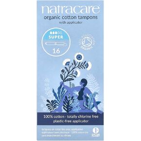 Natracare Tampons Super with Applicator 16 Ct (Pack of 3)