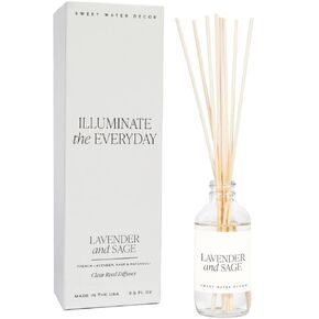 Sweet Water Decor Clear Reed Diffuser Set | Hello Fall Scent: Hot Cider, Cinnamon, Cloves, Apple, and Nutmeg