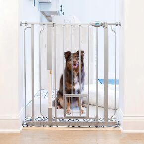 Carlson Extra Tall Walk Through Pet Gate with Small Pet Door, Includes 4-Inch Extension Kit, 4 Pack Pressure Mount Kit and 4 Pack Wall Mount Kit, Black