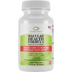 EyeScience Macular Health Beyond AREDS2 Formula, Advanced Ocular Vitamin - Containing Lutein, Zeaxanthin, Bilberry, and Vitamins C, D, E, and B6 (30 Day Supply)