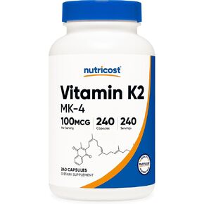 Nutricost Vitamin K2 (MK4) 240 Capsules (100mcg) - Gluten Free and Non-GMO
