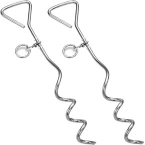 Katzco Chrome Dog Stake - Heavy-Duty Dog Tie-Out Stake- for Dogs Essentials, Dog Camping Gear, Outdoor Play