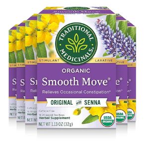 Traditional Medicinals Tea, Organic Smooth Move Chamomile, Relieves Occasional Constipation, Senna, 96 Tea Bags (6 Pack)