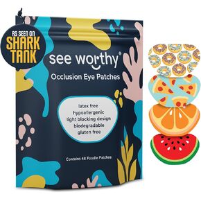 See Worthy Food Eye Patches، شكل مبتكر، تقنية اللصق الذكية، مواد مسامية وتصميمات مرحة، (48 لكل علبة) (حجم عادي)