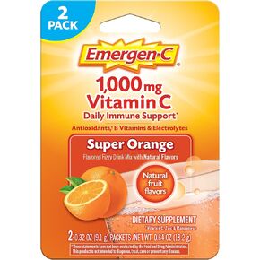 Emergen-C 1000mg Vitamin C Powder, with Antioxidants, B Vitamins and Electrolytes, Vitamin C Supplements for Immune Support, Caffeine Free Drink Mix, Raspberry Flavor - 60 Count/2 Month Supply
