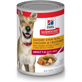 Hill's Science Diet طعام الكلاب الرطب، للبالغين 1-6، يخنة لذيذة مع الدجاج والخضروات، 12.8 أونصة. علب، (عبوة من 12) in Kuwait