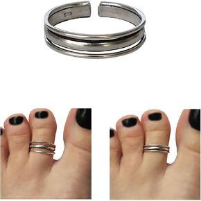 14K Gold Plated over 925 Sterling Silve qualityr Toe Ring/Knuckle Ring - Triple Twist and Plain Bands | Small Adjustable Dainty Handmade by MiYa Jewelry creations