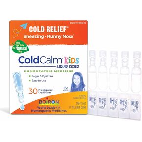 Boiron ColdCalm Kids Single-Use Drops for Relief from Cold Symptoms of Sneezing, Runny Nose, and Nasal Congestion - Sterile and Non-Drowsy Liquid Doses - 30 Count