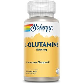 SOLARAY L-Glutamine 500mg | Healthy Muscle Recovery, Gastrointestinal & Immune System Support | Non-GMO | Vegan | Lab Verified | 100 VegCaps