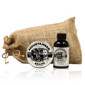 Mountaineer Brand Beard Grooming Care Kit Gifts for Men | Beard Oil (2oz), Conditioning Balm (2oz), Wash (4oz), Brush | Mustache Growth Kit, Essential Beard Kit for Men | WV Citrus & Spice Scented