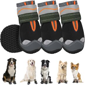 Lukovee Dog Shoes - Breathable Non-Slip Rubber Sole Dog Boots for Hot Pavement, Heat Resistant Dog Paw Protector with Reflective Strap, Dog Walking Booties for Small Medium Large Dogs (Black, Size1)