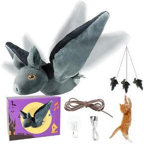 LEWISER Woodpecker Cat Toys, Rechargeable Simulation Bird Cat Toy, Flapping Wings and Lively Chirping, Interactive Catnip Toys for Kitten Kitty Exercise, Touch Activated