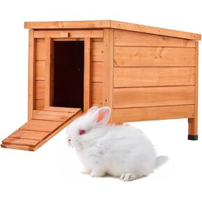 CO-Z Outdoor Cat House, Weatherproof Rabbit Hutch Hideout, Wooden Outside Shelter for Feral Cats, Rabbits, Chicken, Small Animal Houses & Habitats, Idea for Guinea Pigs Pigeons Ducks Tortoises, Gray
