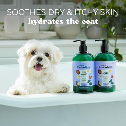 TropiClean Essentials Shea Butter Conditioner for Dogs - Restore Dry & Itchy Skin - Condition The Coat - Derived from Natural Ingredients in Kuwait