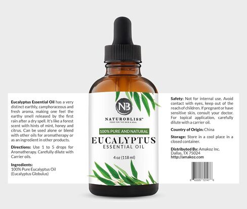 زيت عطري طبيعي ونقي 100% من ناتوروبليس العطري ذو جودة علاجية مع قطارة زجاجية - حجم كبير 118 مل أوقية - مثالية للعلاج العطري والاسترخاء in Kuwait