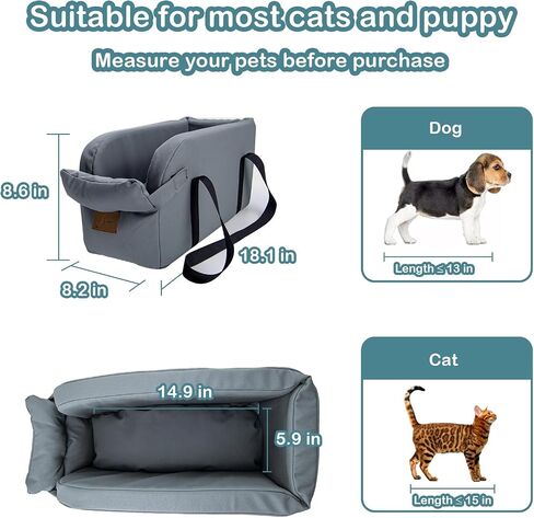 Dog Car Seat Centre Console Dog Booster Dog Car Seat Small Dog Cat Booster Seat with Fixed Velcro and Straps for Dogs Cats Pets Up to 22lbs in Saudi Arabia
