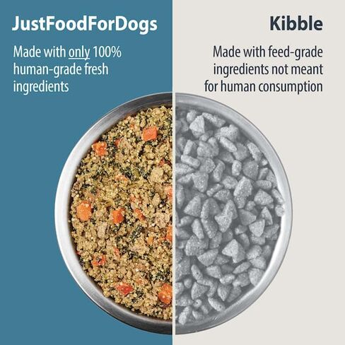 طعام الكلاب الطازج المجمد من JustFoodForDogs للمعدة الحساسة، وجبة كاملة أو طعام للكلاب، علاج متوازن، 18 أونصة (عبوة من 7) in Saudi Arabia