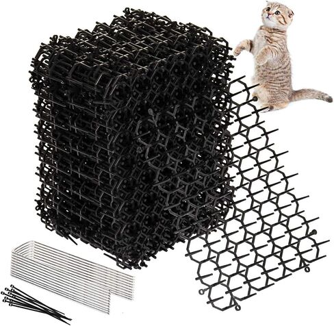 Oceanpax 12 Pack 8.5 X 6.5 Inch Square Cat Scat Mats for Cats with Spikes, Prickle Strips from Digging Cat Deterrent Outdoor Include 6 Staples and 6 Zip Ties in Saudi Arabia