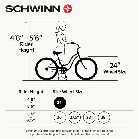 Schwinn Destiny and Baywood Beach Cruiser Bike, for Adult Men Women Boys Girls Ages 8 and Up, Single Speed Drivetrain, Rear Rack Ready, 24 or 26 Inch Wheels Options in Kuwait