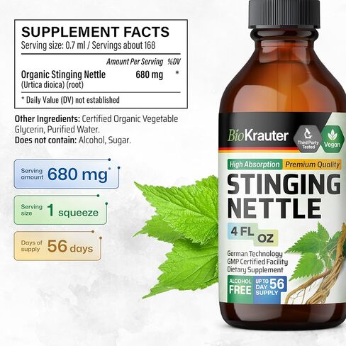 MAUWE HERBS صبغة مستخلص جذر نبات القراص اللاذع - مكمل سائل جذر نبات القراص العضوي - قطرات عشبة Urtica Dioica - 2 fl. أوز. in Kuwait