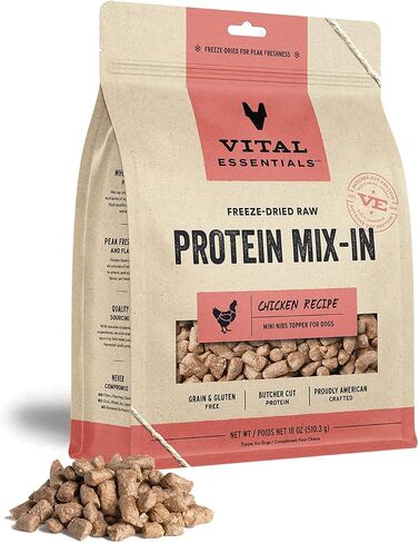 Vital Essentials Freeze Dried Dog Food Toppers, Raw Rabbit Mini Nibs Topper for Dogs 18 oz in Saudi Arabia