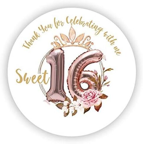 ملصقات Sweet Sixteen Party Favor - ملصقات حفلات أعياد الميلاد - ملصقات شكرًا لك على الاحتفال معي - مجموعة من 40 ملصقًا in Saudi Arabia