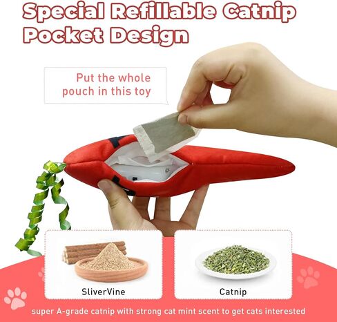 LEWISER Woodpecker Cat Toys, Rechargeable Simulation Bird Cat Toy, Flapping Wings and Lively Chirping, Interactive Catnip Toys for Kitten Kitty Exercise, Touch Activated in Saudi Arabia