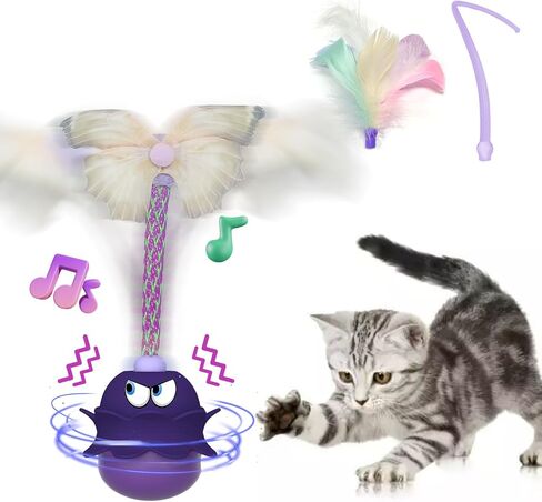 LEWISER Woodpecker Cat Toys, Rechargeable Simulation Bird Cat Toy, Flapping Wings and Lively Chirping, Interactive Catnip Toys for Kitten Kitty Exercise, Touch Activated in Saudi Arabia