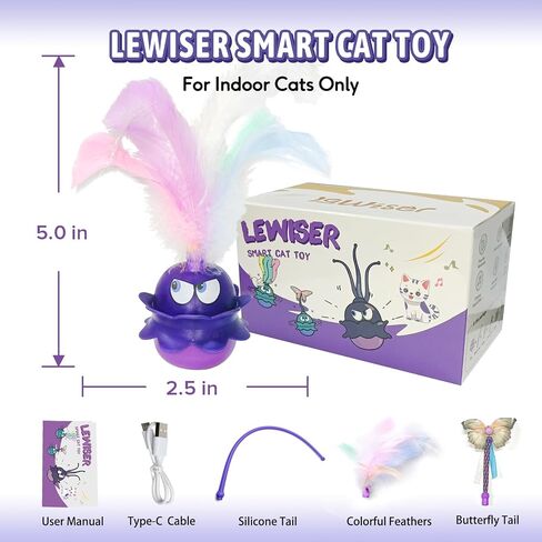 LEWISER Woodpecker Cat Toys, Rechargeable Simulation Bird Cat Toy, Flapping Wings and Lively Chirping, Interactive Catnip Toys for Kitten Kitty Exercise, Touch Activated in Saudi Arabia