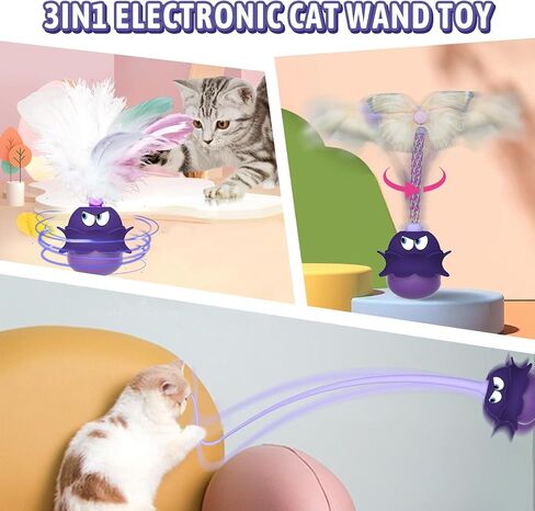 LEWISER Woodpecker Cat Toys, Rechargeable Simulation Bird Cat Toy, Flapping Wings and Lively Chirping, Interactive Catnip Toys for Kitten Kitty Exercise, Touch Activated in Saudi Arabia
