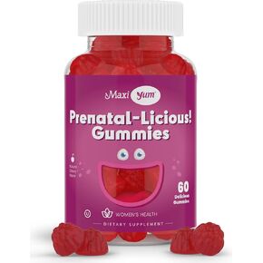 Maxi Health Prenatal Gummy Vitamins for Women (60-Count) Natural, Cherry-Flavored Gummies | Multivitamin for Before, During and Post Pregnancy | Excellent Source for Mom and Infant