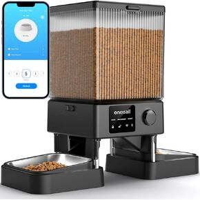 oneisall Automatic Cat Feeder with 5G WiFi, Automatic Cat Food Dispenser for 2 Cats Small Pets, 20 Cups/5L Timed Dry Food Dispenser with APP Control