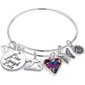 Birthday Gifts for Women Girls Bracelet, Birthday Charm Bracelets 10th 20th 30th 40th 50th 60th 70th 80th 90th Birthday Gift for Daughter, Sister, Friend, Teen Girls, Mom, Grandma